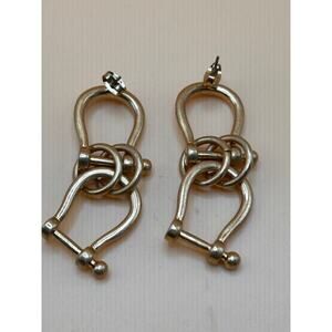 Gold Tone Statement Earrings with Linked Hardware Design – 2” Drop